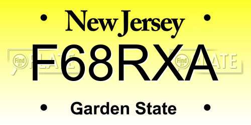 F68RXA New Jersey License Plate