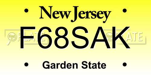 F68SAK New Jersey License Plate