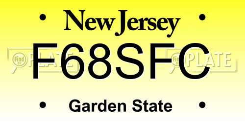F68SFC New Jersey License Plate