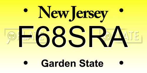 F68SRA New Jersey License Plate