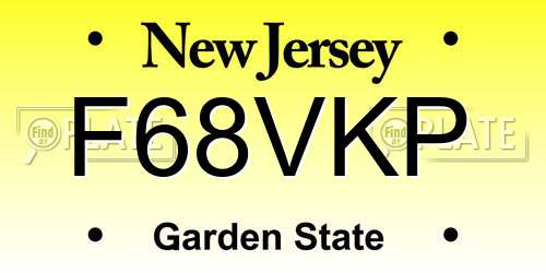 F68VKP New Jersey License Plate