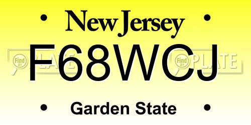 F68WCJ New Jersey License Plate