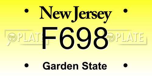 F698 New Jersey License Plate