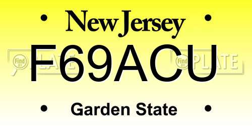 F69ACU New Jersey License Plate