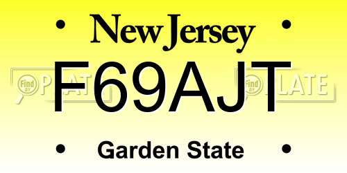 F69AJT New Jersey License Plate