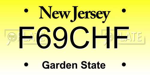 F69CHF New Jersey License Plate