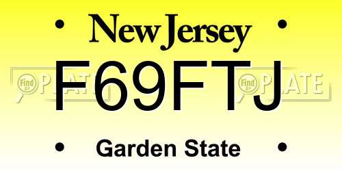 F69FTJ New Jersey License Plate