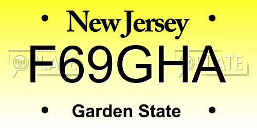 F69GHA New Jersey License Plate