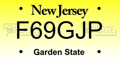 F69GJP New Jersey License Plate