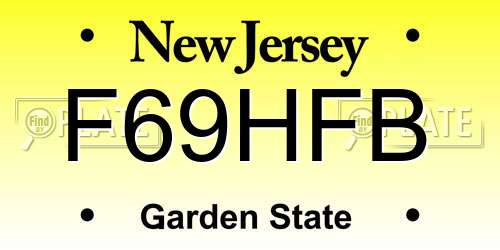 F69HFB New Jersey License Plate