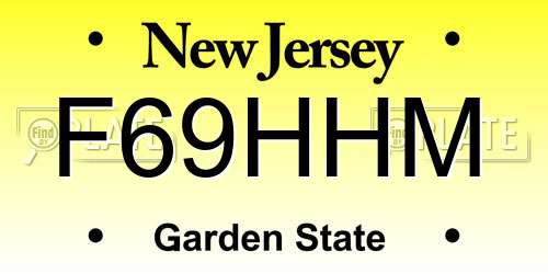 F69HHM New Jersey License Plate