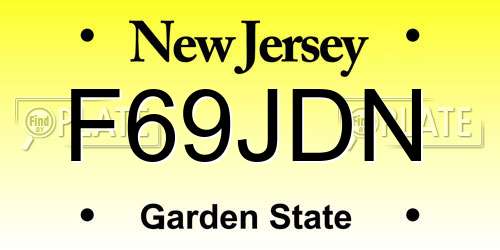 F69JDN New Jersey License Plate