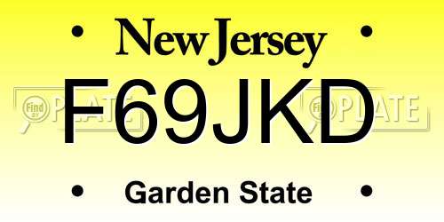 F69JKD New Jersey License Plate