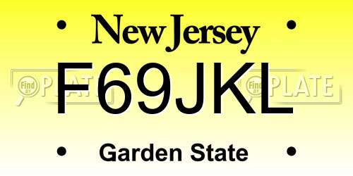 F69JKL New Jersey License Plate