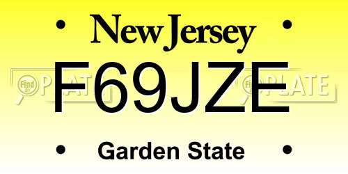 F69JZE New Jersey License Plate