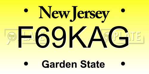 F69KAG New Jersey License Plate