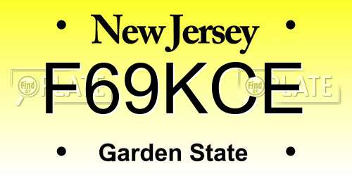F69KCE New Jersey License Plate