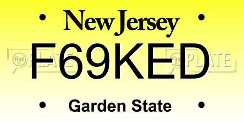 F69KED New Jersey License Plate
