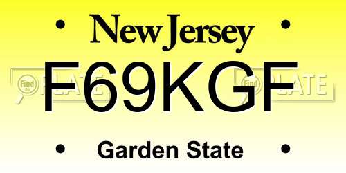 F69KGF New Jersey License Plate