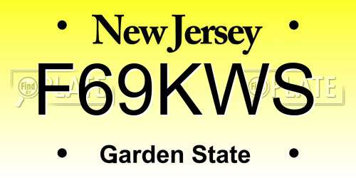 F69KWS New Jersey License Plate