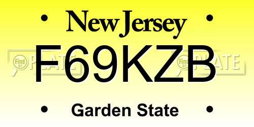 F69KZB New Jersey License Plate