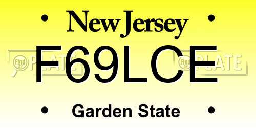 F69LCE New Jersey License Plate