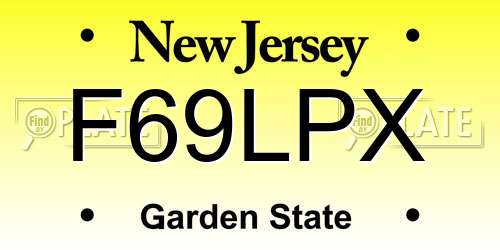 F69LPX New Jersey License Plate