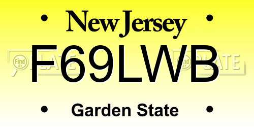 F69LWB New Jersey License Plate