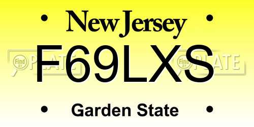 F69LXS New Jersey License Plate