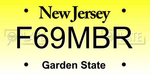F69MBR New Jersey License Plate