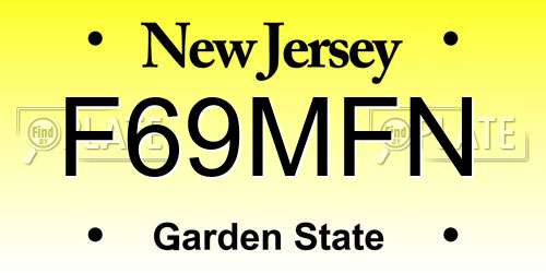 F69MFN New Jersey License Plate