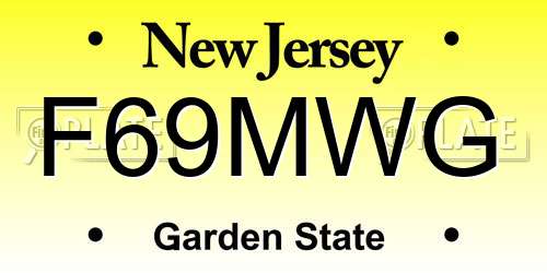 F69MWG New Jersey License Plate