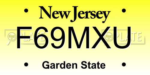 F69MXU New Jersey License Plate