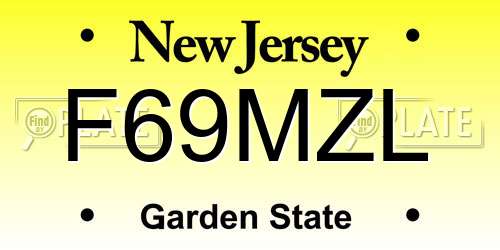 F69MZL New Jersey License Plate
