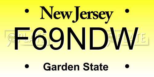 F69NDW New Jersey License Plate