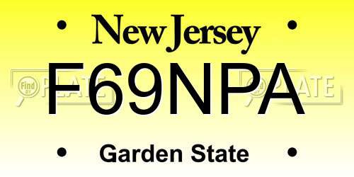 F69NPA New Jersey License Plate