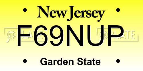 F69NUP New Jersey License Plate