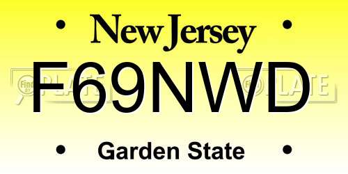 F69NWD New Jersey License Plate