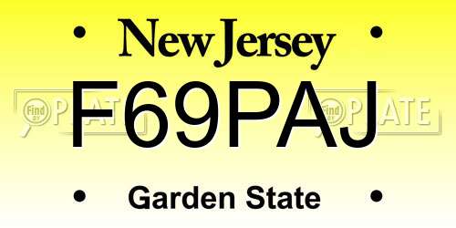 F69PAJ New Jersey License Plate