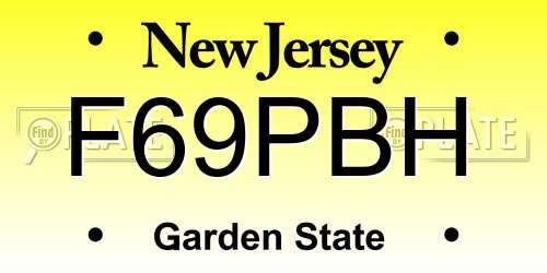 F69PBH New Jersey License Plate