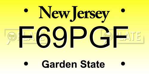 F69PGF New Jersey License Plate