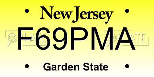 F69PMA New Jersey License Plate