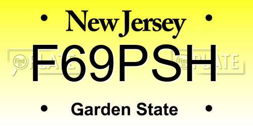 F69PSH New Jersey License Plate