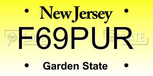 F69PUR New Jersey License Plate