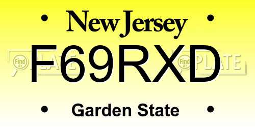 F69RXD New Jersey License Plate