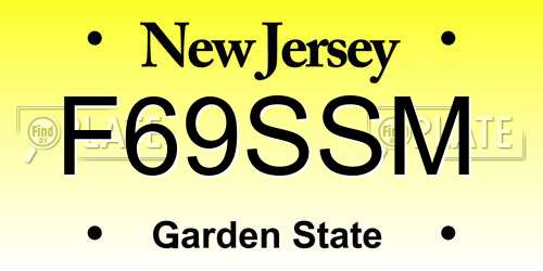 F69SSM New Jersey License Plate
