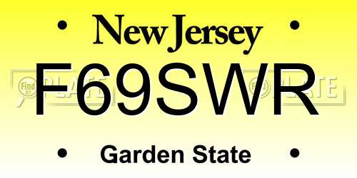 F69SWR New Jersey License Plate