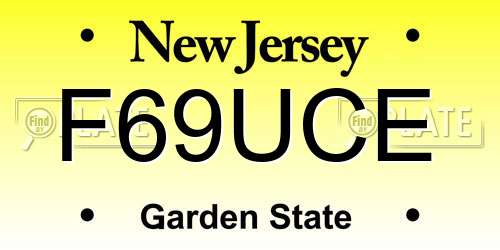 F69UCE New Jersey License Plate