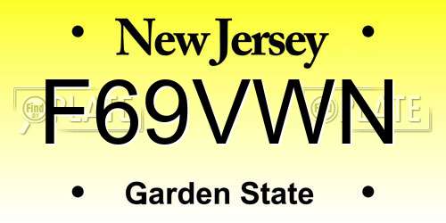 F69VWN New Jersey License Plate