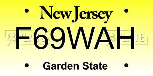 F69WAH New Jersey License Plate